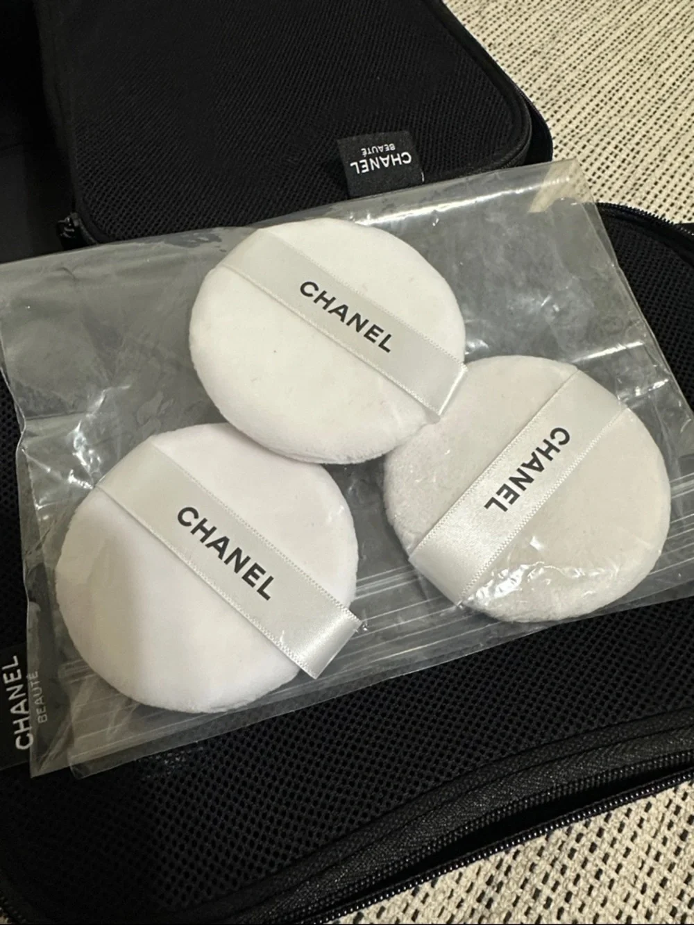 CHANEL Novelty Black Travel Cosmetic Case with Accessories